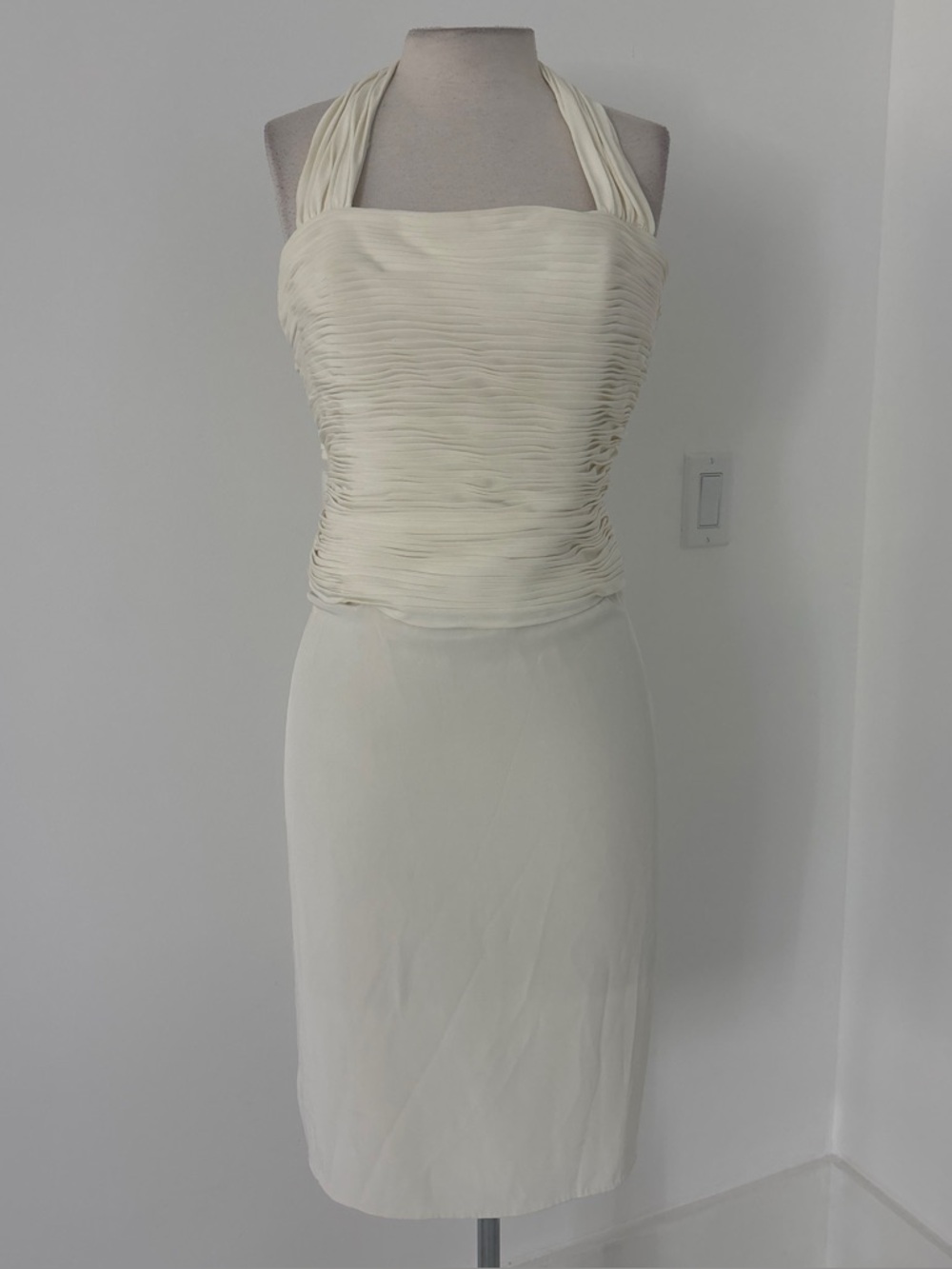 Niteline Ivory halter Ruched Sheath Dress #223